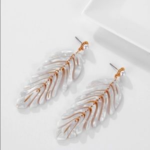 NEW TRENDY Acrylic Leaf Dangle Earrings